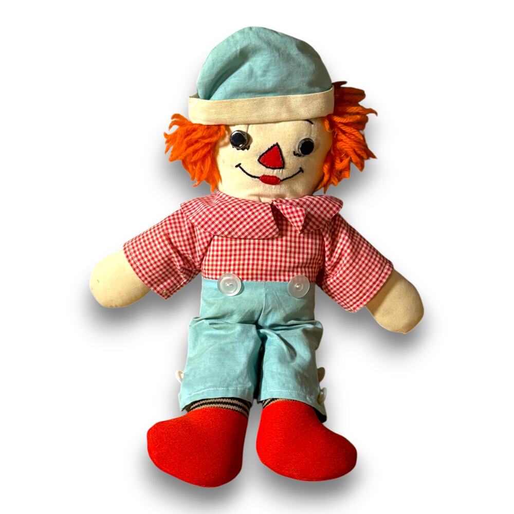 Vintage Reversible Raggedy Andy Awake Asleep Rag Doll 16 Inch Handmade Style - Picture 1 of 6